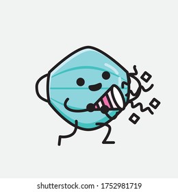 Illustration of Cute Health Mask Mascot Vector Character in Flat Design Style