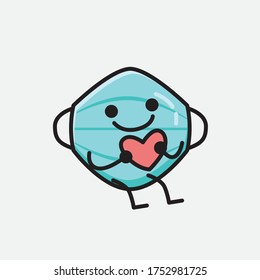 Illustration of Cute Health Mask Mascot Vector Character in Flat Design Style