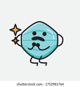 Illustration of Cute Health Mask Mascot Vector Character in Flat Design Style