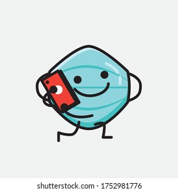 Illustration of Cute Health Mask Mascot Vector Character in Flat Design Style