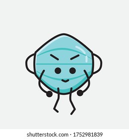 Illustration of Cute Health Mask Mascot Vector Character in Flat Design Style