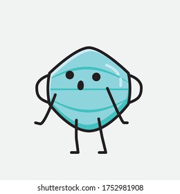 Illustration of Cute Health Mask Mascot Vector Character in Flat Design Style