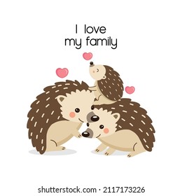 Illustration of the cute hedgehogs family