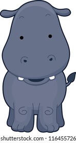 Illustration of a Cute Hippopotamus Beaming Happily with its Teeth Exposed
