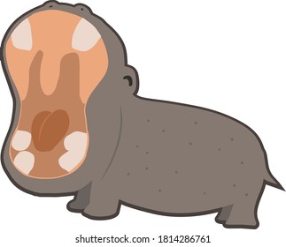 Illustration of a cute hippopotamus with a wide open mouth