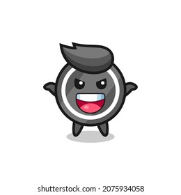 the illustration of cute hockey puck doing scare gesture , cute style design for t shirt, sticker, logo element