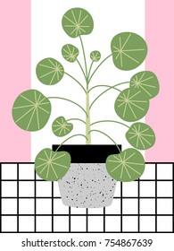 Illustration with cute home plant