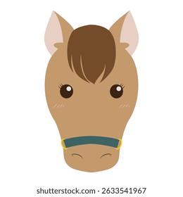 Ilustração de um personagem de cavalo bonito.Material de ilustração de cavalo para cartões postais de Ano Novo.