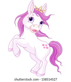 Illustration of cute horse princess rearing up