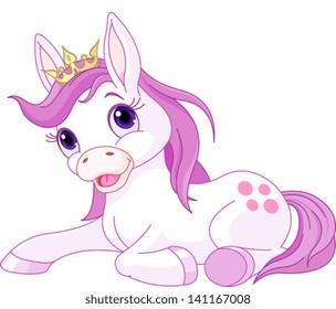  Illustration of cute horse princess resting