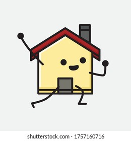 An illustration of Cute House Mascot Vector Character in Flat Design Style