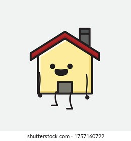 Ilustración del carácter del vector de mascota de la casa de corte en estilo de diseño plano