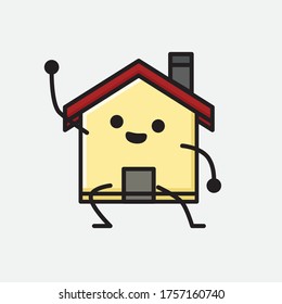 An illustration of Cute House Mascot Vector Character in Flat Design Style