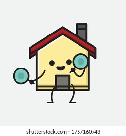 An illustration of Cute House Mascot Vector Character in Flat Design Style