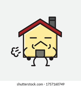 An illustration of Cute House Mascot Vector Character in Flat Design Style