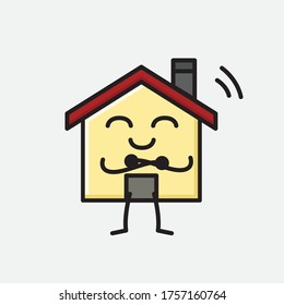 Ilustración del carácter del vector de mascota de la casa de corte en estilo de diseño plano