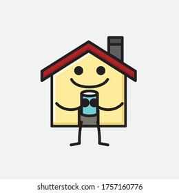 An illustration of Cute House Mascot Vector Character in Flat Design Style