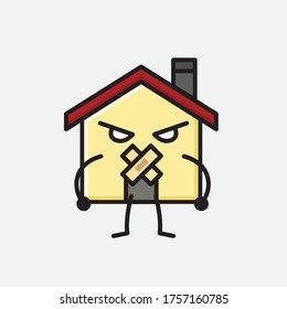 Ilustración del carácter del vector de mascota de la casa de corte en estilo de diseño plano