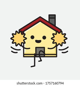 Ilustración del carácter del vector de mascota de la casa de corte en estilo de diseño plano