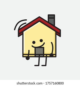 An illustration of Cute House Mascot Vector Character in Flat Design Style