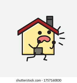 Ilustración del carácter del vector de mascota de la casa de corte en estilo de diseño plano