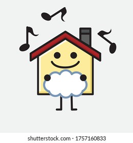 An illustration of Cute House Mascot Vector Character in Flat Design Style