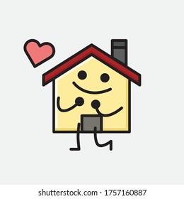 An illustration of Cute House Mascot Vector Character in Flat Design Style