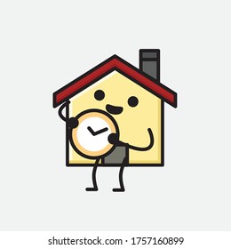 An illustration of Cute House Mascot Vector Character in Flat Design Style
