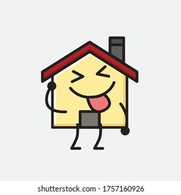 An illustration of Cute House Mascot Vector Character in Flat Design Style