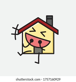 An illustration of Cute House Mascot Vector Character in Flat Design Style