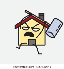 An illustration of Cute House Mascot Vector Character in Flat Design Style