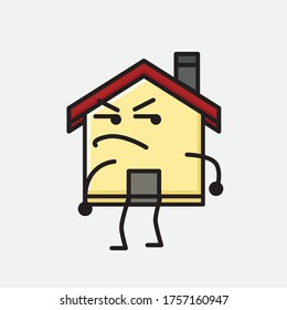 An illustration of Cute House Mascot Vector Character in Flat Design Style