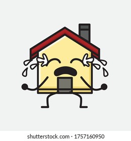 Ilustración del carácter del vector de mascota de la casa de corte en estilo de diseño plano