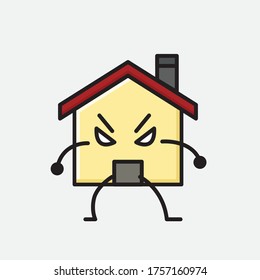 An illustration of Cute House Mascot Vector Character in Flat Design Style
