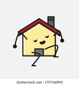 An illustration of Cute House Mascot Vector Character in Flat Design Style