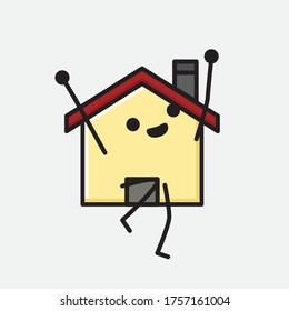 Ilustración del carácter del vector de mascota de la casa de corte en estilo de diseño plano