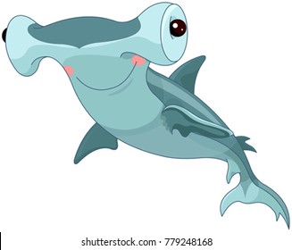 Illustration of cute hummer shark