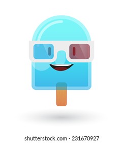 Illustration of a cute ice cream avatar wearing glasses