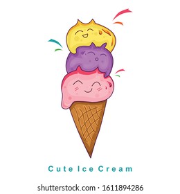 illustration of a cute ice cream design, with the addition of delicious and tasty flavors, flat vector design
