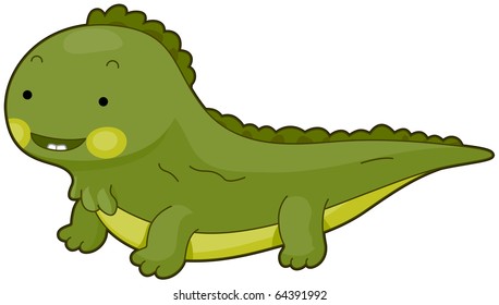 Illustration of a Cute Iguana Flashing a Toothy Smile