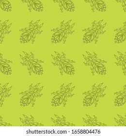 Illustration of cute Insects dark green line art, Vector seamless pattern on lemon green background for you design 