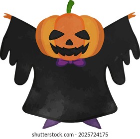 Illustration of a cute jack-o-lantern with sagging eyes