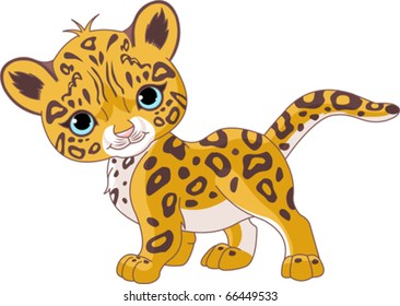 Illustration of Cute Jaguar (Panther) Cub