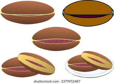 Illustration of cute Japanese sweets Dorayaki