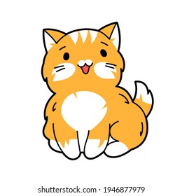 Ilustración del lindo gato kawaii. Caricatura.