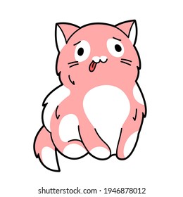 Illustration of cute kawaii cat. Cartoon character.