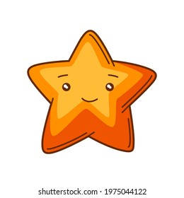 Illustration of cute kawaii star. Funny seasonal child illustration.