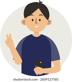 Illustration of Cute Kid Smartphone Addiction. Using Gadget for Playing Game and Media Social. Vector Character