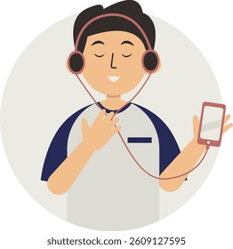 Illustration of Cute Kid Smartphone Addiction. Using Gadget for Playing Game and Media Social. Vector Character