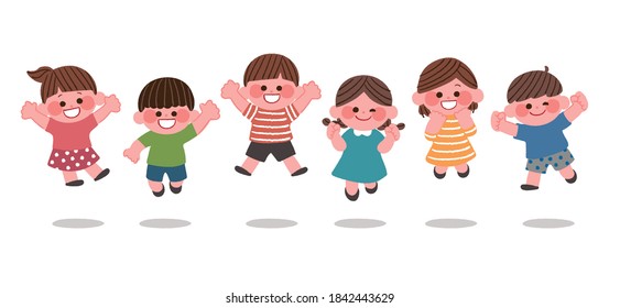 Illustration of cute kids jumping